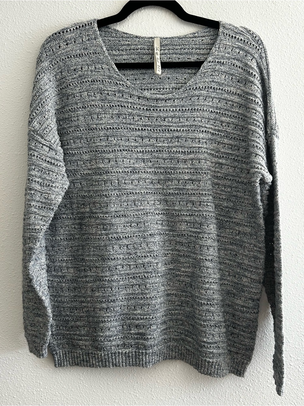 Leo & Nicole Open-Knit Scoop Neck Sweater